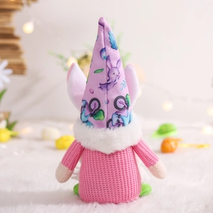 Easter gnome plush toy with bunny ears and knit body for festive party decorations