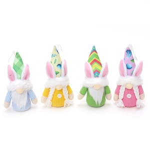Easter gnome set with light-up rabbit ears and knit hats in four bright colors