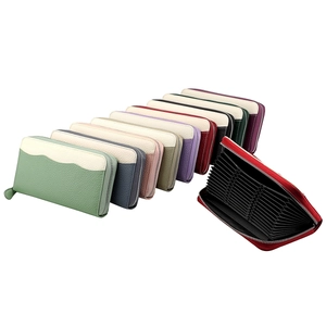 RFID Blocking Genuine Leather Long Wallet Multi Slot Card Holder For Women Men Litchi Texture Travel Passport Organizer