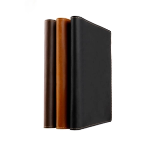 Three-color vintage crazy horse leather A5 notebook covers with manual contrast stitching