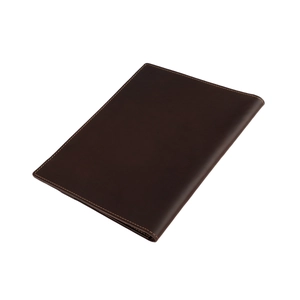 Vintage brown leather A5 notebook cover with contrast stitching and pen holder