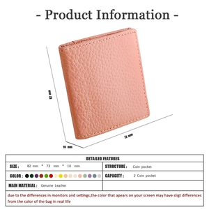 Detailansicht der rosa Leder-Münzbörse mit Maßen 82x73x10mm und interner Struktur