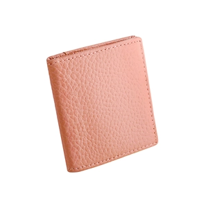 Kleiner Geldbeutel aus pinkfarbenem Leder mit Litschi-Struktur und Klapp-Design