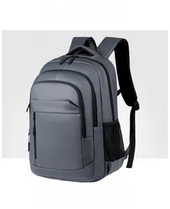 Side view of 15-inch laptop backpack with waterproof fabric and breathable mesh straps