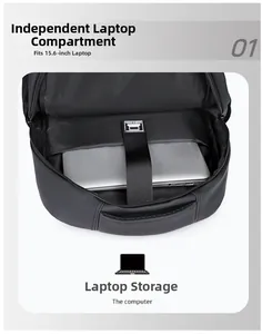 Internal laptop compartment for 15.6 inch computer in black business backpack