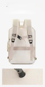 Detail of the honeycomb breathable back panel and adjustable shoulder straps of the backpack