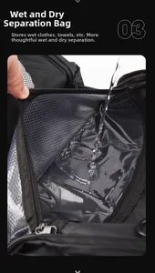 Detalle del compartimento impermeable para separación en mochila de portátil de 16"