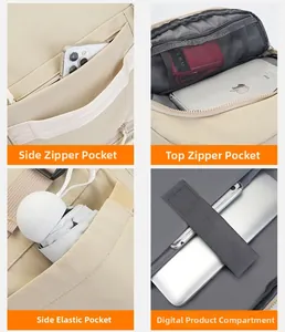 Detail view of large capacity outdoor backpack with laptop compartment and mesh pockets