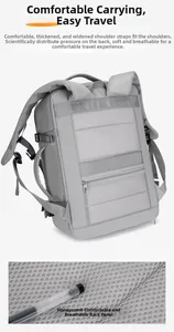 Ergonomic travel backpack featuring breathable mesh back panel and padded shoulder straps