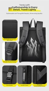 Detail view of honeycomb breathable back panel and reinforced straps on black laptop backpack