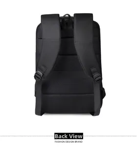 Detailed back view of business laptop backpack showing honeycomb breathable mesh padding