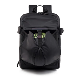 Mochila negra de negocios para portátil con compartimento frontal para balón de basket
