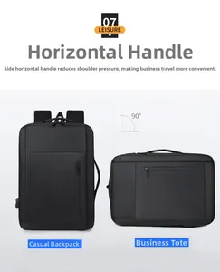 Business backpack featuring versatile dual-mode carry with side handle and shoulder straps