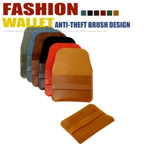 Porte-cartes slim en cuir Crazy Horse avec protection RFID et sangle en plusieurs couleurs