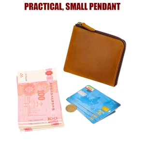 L-shaped zipper coin purse showing internal capacity for cards, cash, and coins