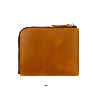 Detailed back view of vintage brown leather wallet showing fine stitching and texture