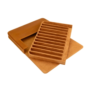 Classic crazy horse leather fountain pen display case with removable drawer tray