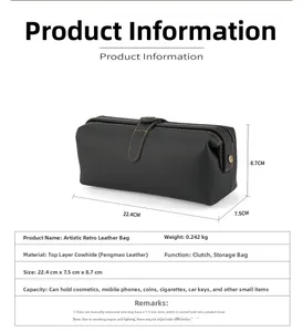 Detailed dimensions of the black cowhide leather organizer with technical specifications