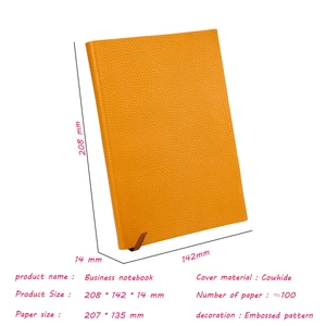 Détails des dimensions du carnet d'affaires en cuir de vachette orange format A5