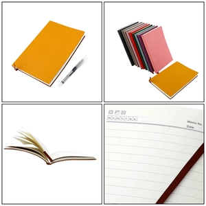 Carnet A5 en cuir premium multicouleur avec pages lignées et marque-page assorti