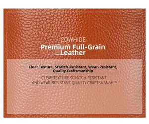 Detail of high-quality brown top layer cowhide leather showing clear grain and scratch resistance