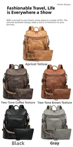 Detailed comparison of vintage PU leather backpack sets in five different classic colors