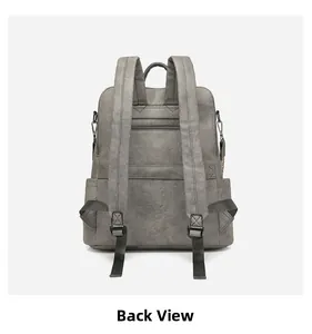 Detail view of the backpack back with anti-theft zipper pocket and adjustable straps