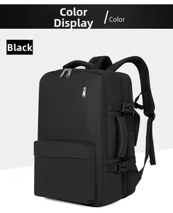 Détail du sac à dos de voyage noir montrant le rembourrage dorsal en maille respirante