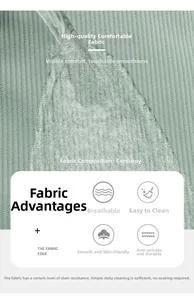 Detail of water-resistant green corduroy fabric with droplets on textured surface