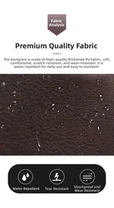 Detailed view of water-resistant brown PU leather fabric with anti-tear and durable texture