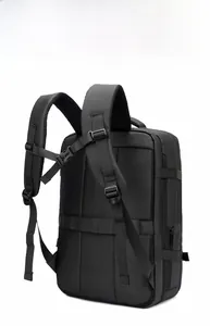 Business backpack rear view with breathable mesh padding and luggage strap
