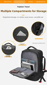 Detailed interior of multi-functional business backpack with compartments for gadgets