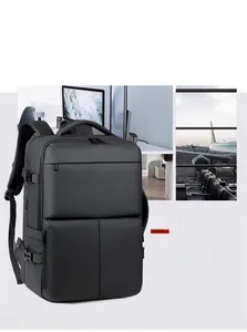 Detail of waterproof travel backpack featuring streamlined design and ergonomic straps