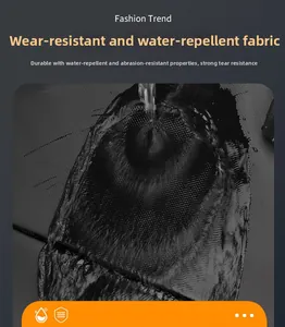 Waterproof honeycomb texture fabric detail showing tear-resistant surface on business backpack