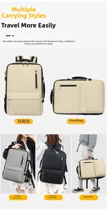Détails du matériau imperméable et des poignées multifonctionnelles du sac à dos de voyage