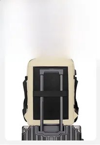 Détail du dos du sac à dos avec maille respirante et sangle pour bagage cabine