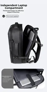 Detail of waterproof business backpack with a 15.6-inch laptop compartment and anti-shock padding