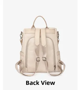 Rückansicht des Diebstahlschutz-Rucksacks für Damen mit U-förmiger Reißverschlusstasche
