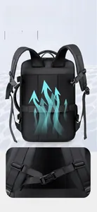 Ergonomic breathable honeycomb mesh padding and S-shaped shoulder straps on black travel backpack