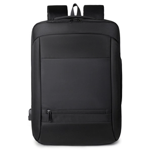 Schwarzer Business-Laptop-Rucksack mit USB-Ladeanschluss und großem Fach für Pendler