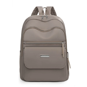 Sac à dos imperméable en tissu Oxford gris kaki avec design multi-poches pratique