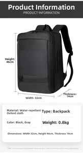 Detaillierte Größentabelle für wasserfesten Business-Rucksack aus Oxford-Gewebe 32x46x14cm