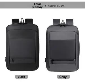 Business-Laptop-Rucksack in Schwarz und Grau mit externem USB-Anschluss und Griff