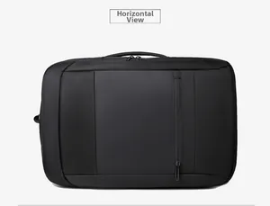 Detail des schwarzen Business-Rucksacks mit Seitengriff für horizontale Tragefunktion