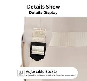 Close-up of adjustable strap buckle on water-resistant backpack for comfort