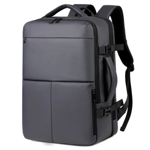 Dark grey large business travel laptop backpack with multi-functional side handles