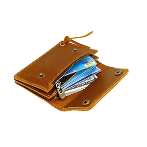Retro handmade crazy horse leather wallet with multi-card slots and zipper coin pocket