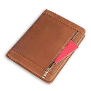 Brown genuine leather iPad case sleeve for iPad Pro 10.5 with front zipper storage pocket
