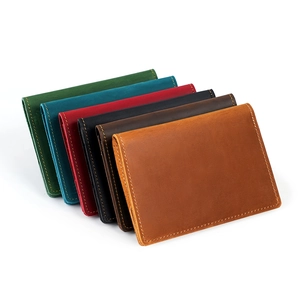 Vintage crazy horse leather passport holder and card wallet in six assorted colors