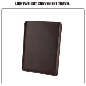 Detailed view of dark brown leather MacBook Pro sleeve with high-quality stitching
